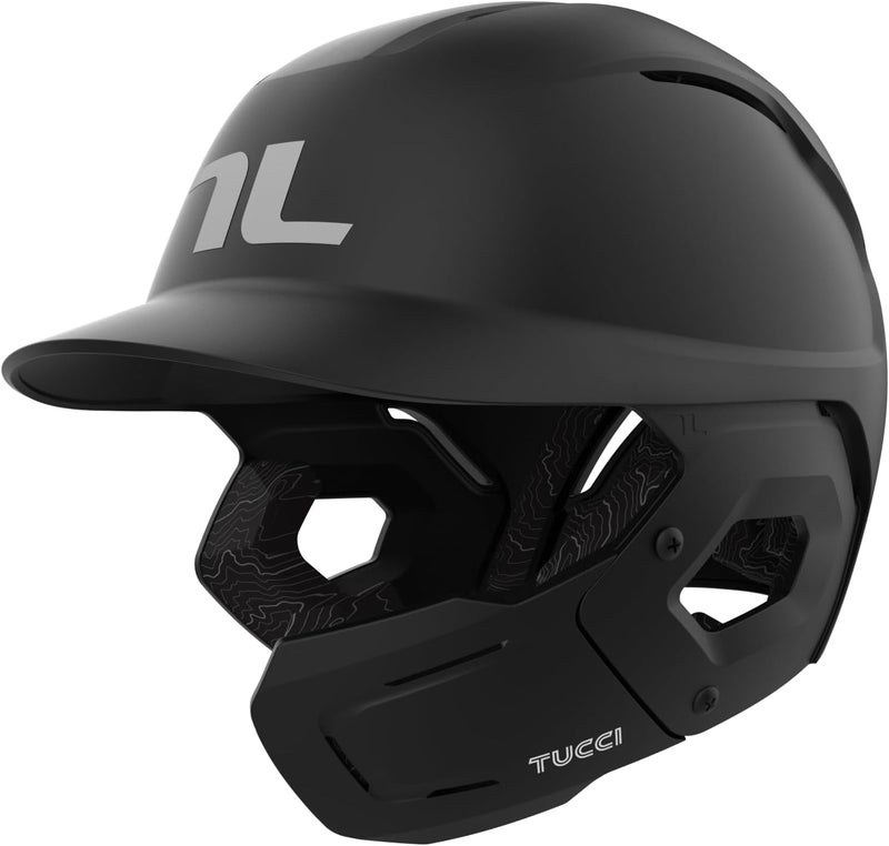 TUCCI Potenza Batting Helmet with Jaw Flap, L/XL, Matte Black, Right-Handed Hitter - Image 1
